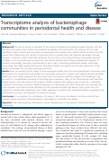 Cover page: Transcriptome analysis of bacteriophage communities in periodontal health and disease