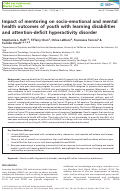 Cover page: Impact of mentoring on socioâ��emotional and mental health outcomes of youth with learning disabilities and attentionâ��deficit hyperactivity disorder