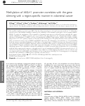 Cover page: Methylation of hMLH1 promoter correlates with the gene silencing with a region-specific manner in colorectal cancer