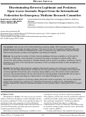 Cover page: Discriminating Between Legitimate and Predatory Open Access Journals: Report from the International Federation for Emergency Medicine Research Committee