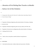 Cover page: Alteration of pool boiling heat transfer on metallic surfaces by in situ oxidation
