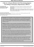 Cover page: A Review of Sports-Related, Life-Threatening Injuries Presenting to Emergency Departments, 2009-18