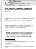 Cover page: Design Considerations for Implementing eHealth Behavioral Interventions for HIV Prevention in Evolving Sociotechnical Landscapes