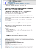 Cover page: English and Spanish‐speaking vulnerable older adults report many barriers to advance care planning