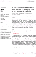 Cover page: Prevention and management of CMV infection in pediatric solid organ transplant recipients