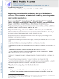 Cover page: Improving generalizability and study design of Alzheimers disease cohort studies in the United States by including under-represented populations.