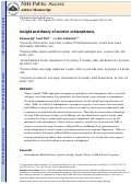 Cover page: Insight and theory of mind in schizophrenia