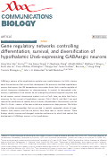 Cover page: Gene regulatory networks controlling differentiation, survival, and diversification of hypothalamic Lhx6-expressing GABAergic neurons