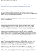 Cover page: A Primary Care Group Intervention to Promote Child and Caregiver Resilience: A Pilot Study of the Redesigned Resilience Clinic (Preprint)