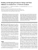 Cover page: Finding and Keeping Friends in College and Their Influence on Alcohol Use: A Network Analysis.