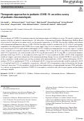 Cover page: Therapeutic approaches to pediatric COVID-19: an online survey of pediatric rheumatologists.