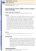 Cover page: Clinical Monitoring of Chronic Hepatitis C Based on its Natural History and Therapy.