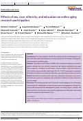 Cover page: Effects of sex, race, ethnicity, and education on online aging research participation