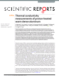 Cover page: Thermal conductivity measurements of proton-heated warm dense aluminum