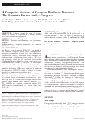 Cover page: A Composite Measure of Caregiver Burden in Dementia: The Dementia Burden Scale—Caregiver