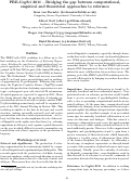 Cover page: PRE-CogSci 2011 – Bridging the gap between computational, empirical and theoretical approaches to reference