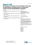 Cover page: Erk Negative Feedback Control Enables Pre-B Cell Transformation and Represents a Therapeutic Target in Acute Lymphoblastic Leukemia