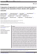 Cover page: Comparison of approaches to control for intracranial volume in research on the association of brain volumes with cognitive outcomes