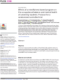 Cover page: Effects of a mindfulness-based program on the occupational balance and mental health of university students. Protocol for a randomized controlled trial.