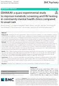 Cover page: CRANIUM: a quasi-experimental study to improve metabolic screening and HIV testing in community mental health clinics compared to usual care