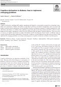 Cover page: Cognitive dysfunction in diabetes: how to implement emerging guidelines