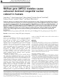 Cover page: Wolfram gene (WFS1) mutation causes autosomal dominant congenital nuclear cataract in humans