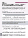 Cover page: Identifying and Addressing the Needs of Adolescents and Young Adults With Cancer: Summary of an Institute of Medicine Workshop