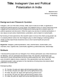 Cover page of Instagram Use and Political Polarization in India
