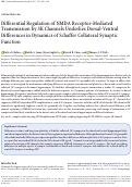 Cover page: Differential Regulation of NMDA Receptor-Mediated Transmission by SK Channels Underlies Dorsal-Ventral Differences in Dynamics of Schaffer Collateral Synaptic Function