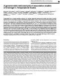 Cover page: A genome-wide meta-analysis of association studies of Cloninger's Temperament Scales