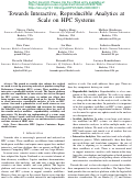 Cover page: Towards Interactive, Reproducible Analytics at Scale on HPC Systems