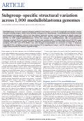 Cover page: Subgroup-specific structural variation across 1,000 medulloblastoma genomes.