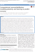 Cover page: Computational neurorehabilitation: modeling plasticity and learning to predict recovery