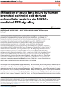 Cover page: Mitigation of acute lung injury by human bronchial epithelial cell-derived extracellular vesicles via ANXA1-mediated FPR signaling.