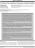 Cover page: Personality Traits and Burnout in Emergency Medicine Residents