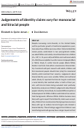 Cover page of Judgements of identity claims vary for monoracial and biracial people