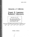 Cover page: THE NUCLEAR SPINS AM) MAGNETIC MOMENTS OF Ag112, Ag113, Au195, An194, Au196, AND Au196m