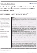 Cover page: Relationship of neighborhood social determinants of health on racial/ethnic mortality disparities in US veterans—Mediation and moderating effects