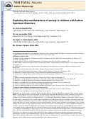 Cover page: Exploring the Manifestations of Anxiety in Children with Autism Spectrum Disorders