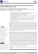 Cover page: Plasma Metabolomics Predicts Chemotherapy Response in Advanced Pancreatic Cancer