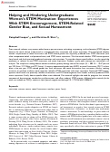 Cover page: Helping and Hindering Undergraduate Women’s STEM Motivation: Experiences With STEM Encouragement, STEM-Related Gender Bias, and Sexual Harassment