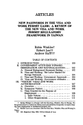 Cover page: New Passwords in the Visa and Work Permit Game: A Review of the New Visa and Work Permit Regulatory Framework in Taiwan