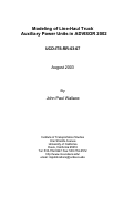 Cover page: Modeling of Line-Haul Truck Auxiliary Power Units in ADVISOR 2002