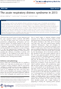 Cover page: The acute respiratory distress syndrome in 2013