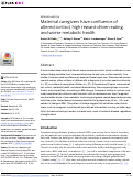 Cover page: Maternal caregivers have confluence of altered cortisol, high reward-driven eating, and worse metabolic health