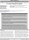 Cover page: Qualitative Study of Emergency Medicine Residents’ Perspectives of Trauma Leadership Development