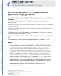 Cover page: Evaluating the Differentiation Capacity of Mouse Prostate Epithelial Cells Using Organoid Culture.