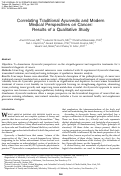 Cover page: Correlating traditional Ayurvedic and modern medical perspectives on cancer: results of a qualitative study.