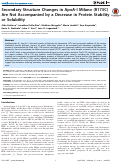 Cover page: Secondary Structure Changes in ApoA-I Milano (R173C) Are Not Accompanied by a Decrease in Protein Stability or Solubility