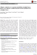 Cover page: Climate controls over ecosystem metabolism: insights from a fifteen-year inductive artificial neural network synthesis for a subalpine forest